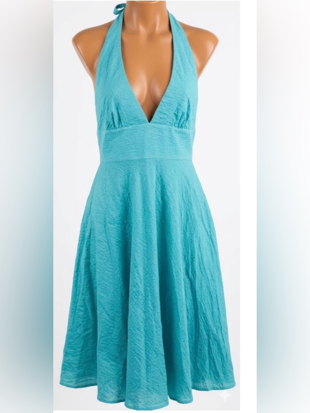 J Crew Factory Women’s Blue Seersucker Halter Sundress ﻿size 2